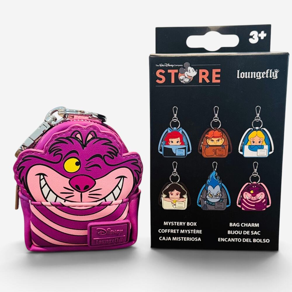 2026 Loungefly Disney D23 Exclusive Cheshire Cat Mini Backpack Bag Charm New